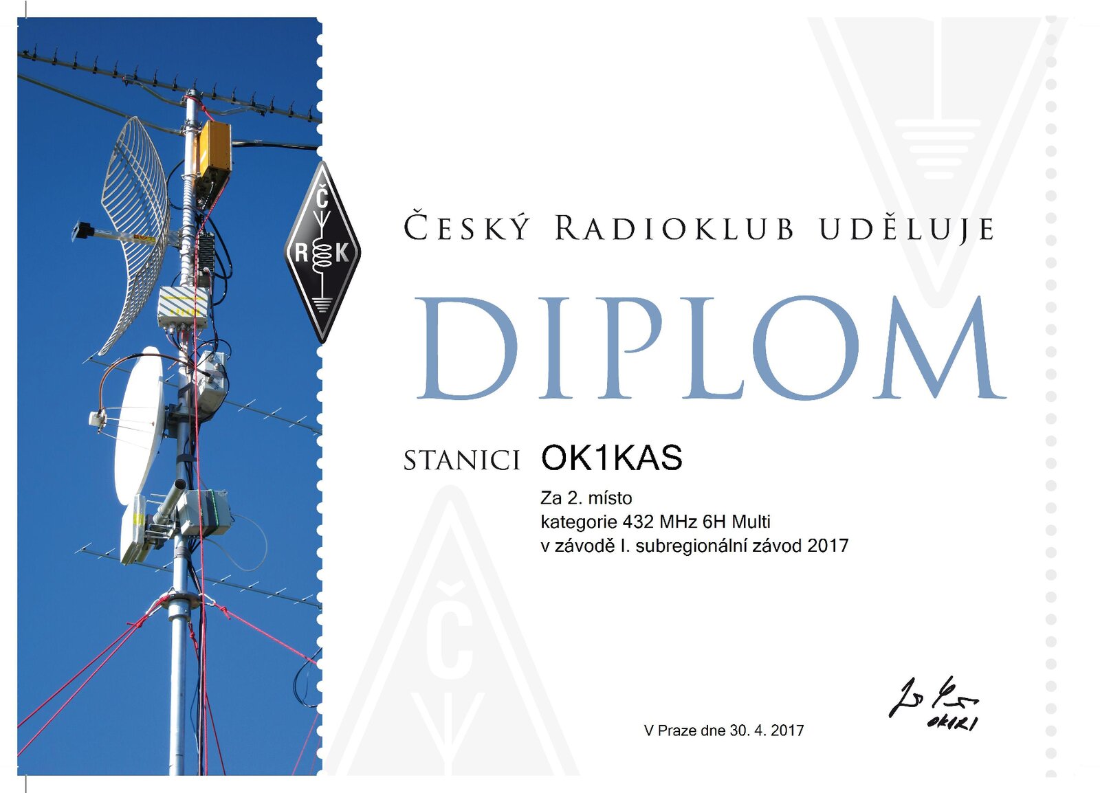 2017 OK1KAS I. subreg 6hod. 432 MHz multi