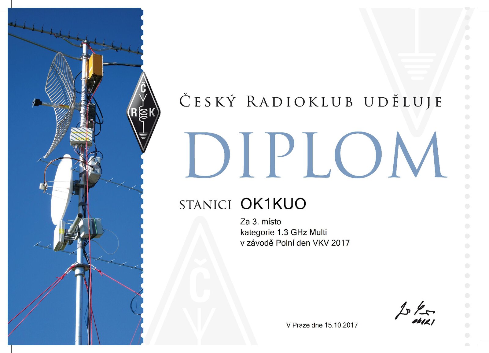 2017 Polní den -1.3 GHz 3. místo