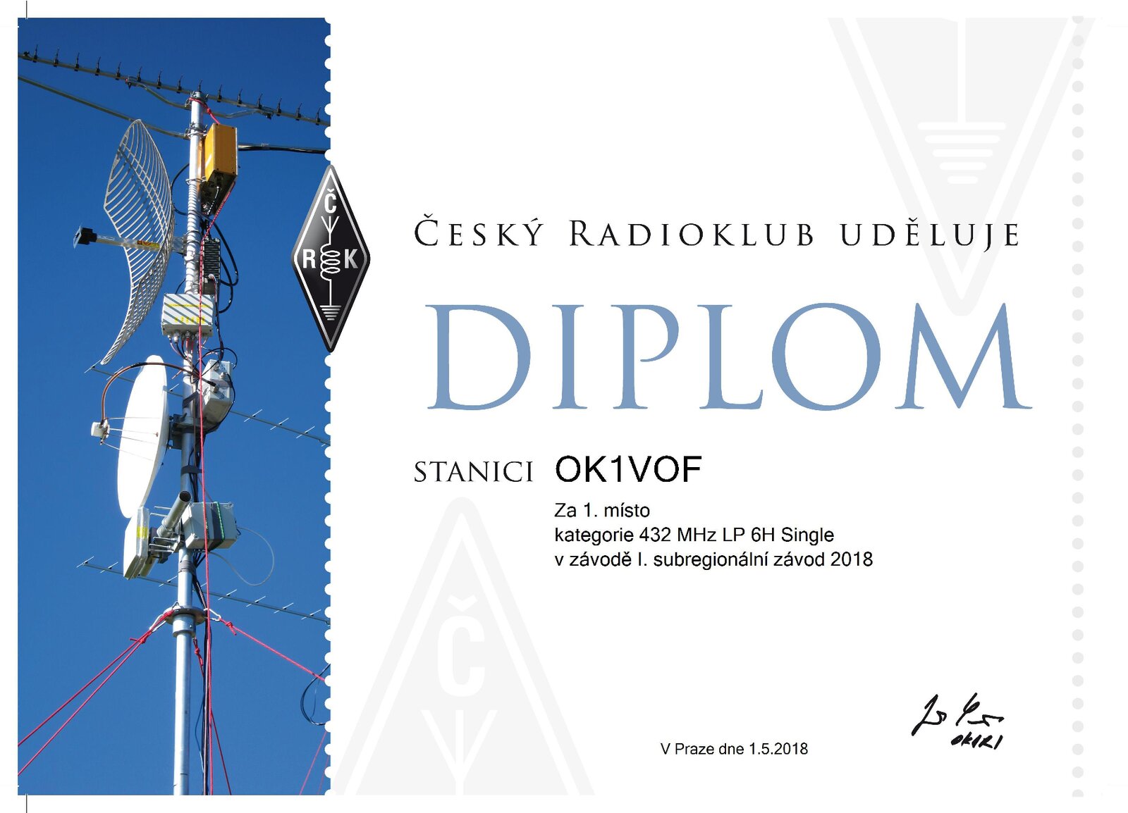 2018 OK1VOF I. subreg 6hod. 432 LP MHz single