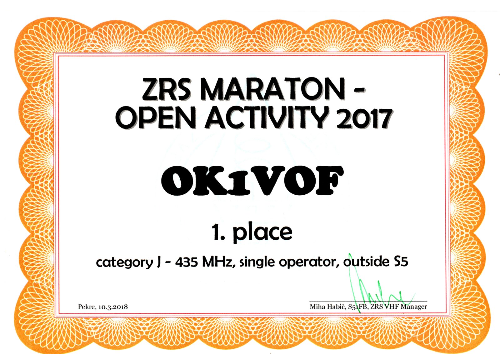 2017 ZRS Maraton OK1VOF 432 MHz